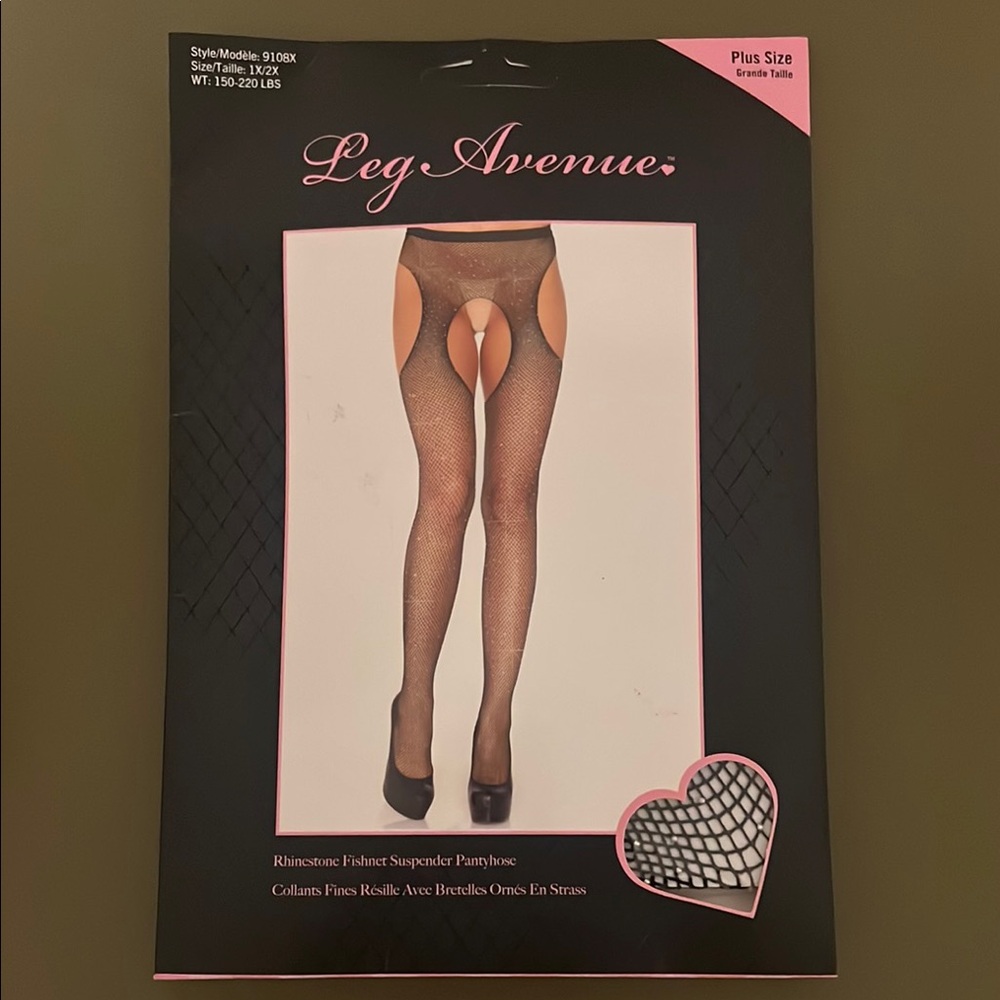 Leg Avenue Rhinestone Fishnet Suspender Pantyhose
